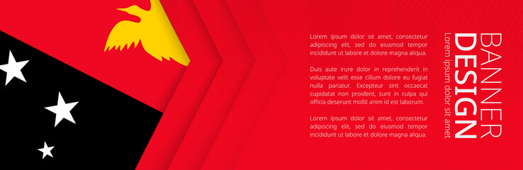 Wall Mural - Banner template with flag of Papua New Guinea for advertising travel, business and other.