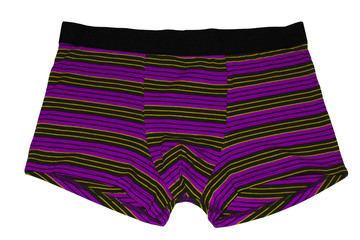 Men's underwear. Boxer briefs isolated on white background. Men's briefs with stripes.