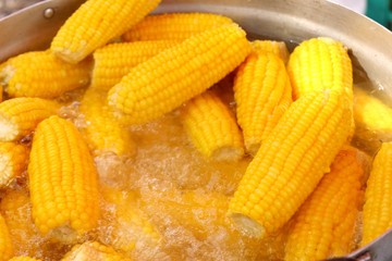 Wall Mural - Boiled corn at the market