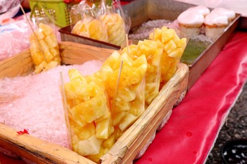 Sticker - pineapple fruit on street food