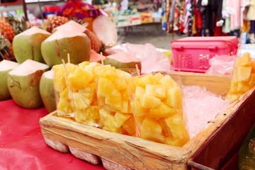 Sticker - pineapple fruit on street food