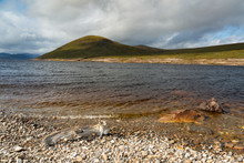 Low Water Level At Loch Glascarnoch In The Scottish Highlands