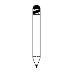 Canvas Print - stationery draw wooden pencil cartoon in black and white