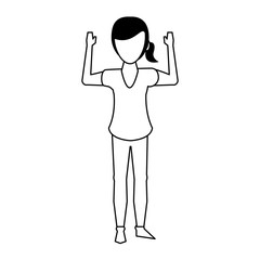 Wall Mural - woman faceless avatar body cartoon in black and white