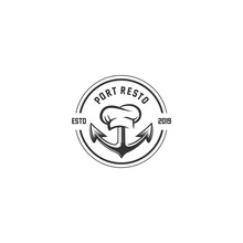 Port Restaurant Vintage Emblem Logo