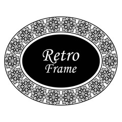 Wall Mural - Decorative oval modern retro frame. Black border on white background