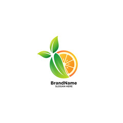 Orange Fruit Logo with leaf