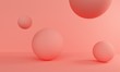 Abstract coral background with balloons. 3d rendering