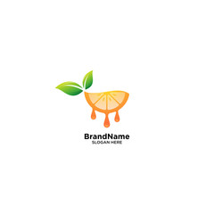 Orange Fruit Logo with leaf