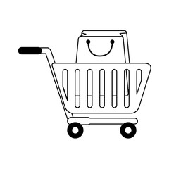 Sticker - shopping commerce sale marketing cartoon in black and white