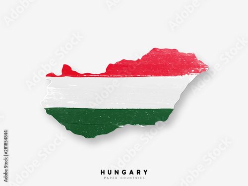 Fotografía Hungary detailed map with flag of country