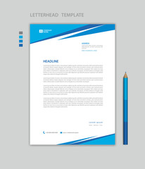 Letterhead template vector, minimalist style, printing design, business advertisement layout, Blue concept background