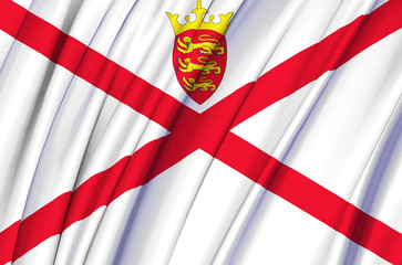 Jersey waving flag illustration.