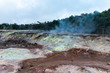 Sulfur mineral deposits at the Volcano National Park, Big Island Hawaii. Smoking volcanic fumaroles.