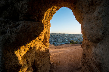 Wall Mural - View of old Fez through old castle entrance