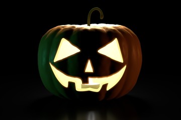 Sticker - 3D Halloween pumpkin - Jack-o-Lantern on black background