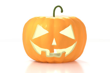 Sticker - 3D Halloween pumpkin - Jack-o-Lantern on white background