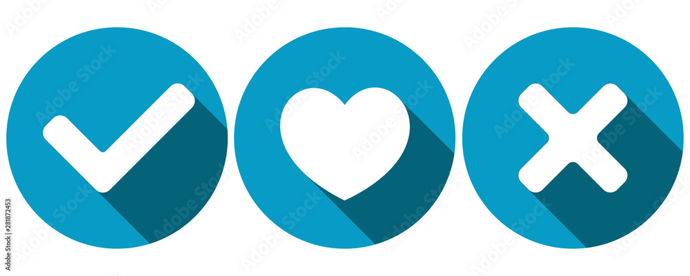 Symbols for accept, heart and reject Stock Vector | Adobe Stock