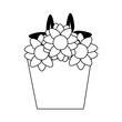 nature ornament flowers decoration cartoon in black and white