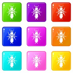 Wall Mural - Poison insect icons set 9 color collection isolated on white for any design