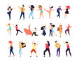 © Firangiz - Crowd of young people dancing at club. Big set of characters having fun at party. Flat colorful vector illustration. - Vector