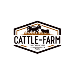 cattle farm logo design stock vector