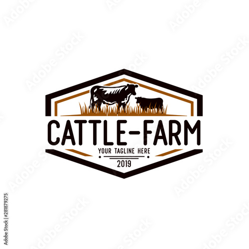 Cattle Farm Logo Design Stock Vector Stock Vector | Adobe Stock