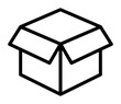 © martialred - Empty open shipping box or unboxing line art vector icon for apps and websites
