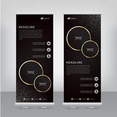 elegant flyer with gold striped circles and sparkling spots, vector illustrations