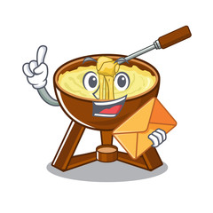 Sticker - With envelope cheese fondue with in mascot shape