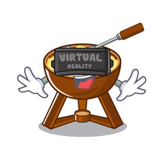 Canvas Print - Virtual reality fondue cheese served in cartoon bowl