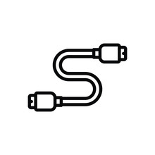 Black Line Icon For Cable Pluge 
