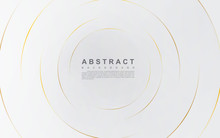 Modern Abstract Light Silver Background Vector. Elegant Circle Shape Design With Golden Line.