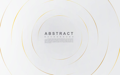 Modern abstract light silver background vector. Elegant circle shape design with golden line.