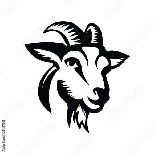 Fotografía head goat front view drawing art logo design inspiration