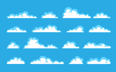 Wall Mural - cloud. abstract white cloudy set isolated on blue background. vector illustration