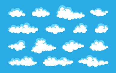 Wall Mural - cloud. abstract white cloudy set isolated on blue background. vector illustration