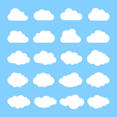 Wall Mural - cloud. abstract white cloudy set isolated on blue background. vector illustration