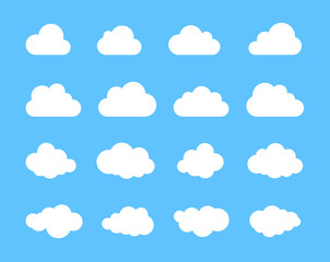 Wall Mural - cloud. abstract white cloudy set isolated on blue background. vector illustration