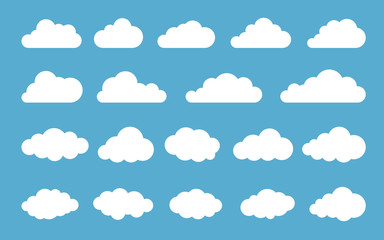 Wall Mural - cloud. abstract white cloudy set isolated on blue background. vector illustration