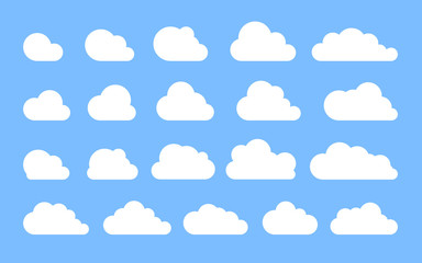 Wall Mural - cloud. abstract white cloudy set isolated on blue background. vector illustration