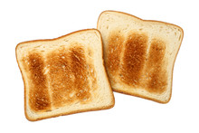 Two Pieces Of Fresh Roasted Toasts, Isolated On White Background