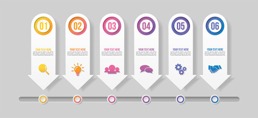 Wall Mural - Vector Infographic Design Template with Options Steps and Marketing Icons can be used for info graph, presentations, process, diagrams, annual reports, workflow layout. Vector Illustration