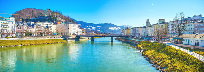 Sticker - Panorama of Salzburg city center, Austria