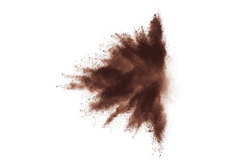Wall Mural - brown powder explosion isolated on white background.