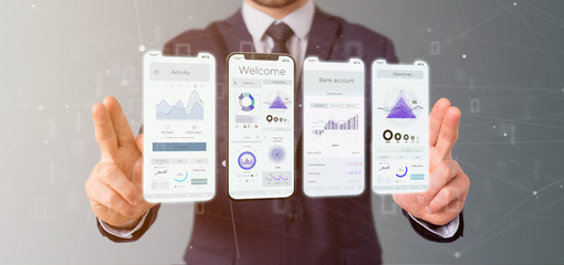 Application interface UI on a smartphone - 3d rendering