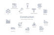 construction concept 14 outline icons