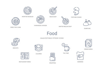 food concept 14 outline icons