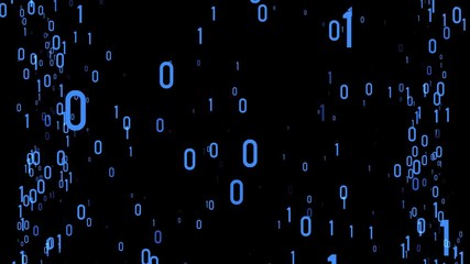 Wall Mural - blue binary code random floating in space animation background new quality numbers letters coding te