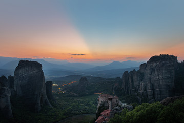 Wall Mural - Anticrepuscular Rays Meteora Greece